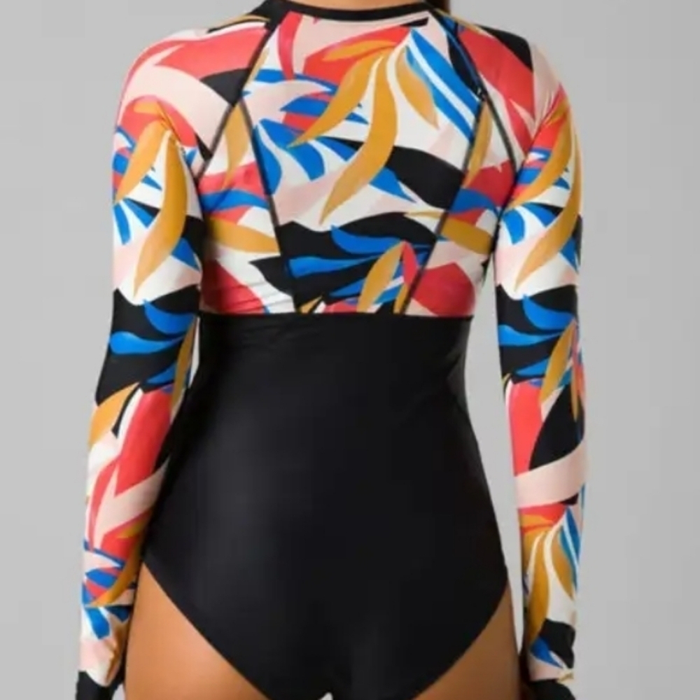NEW! PRANA Swimwear McKayla Long Sleeve Half Zip One-Piece Swimsuit XL. - Picture 2 of 9